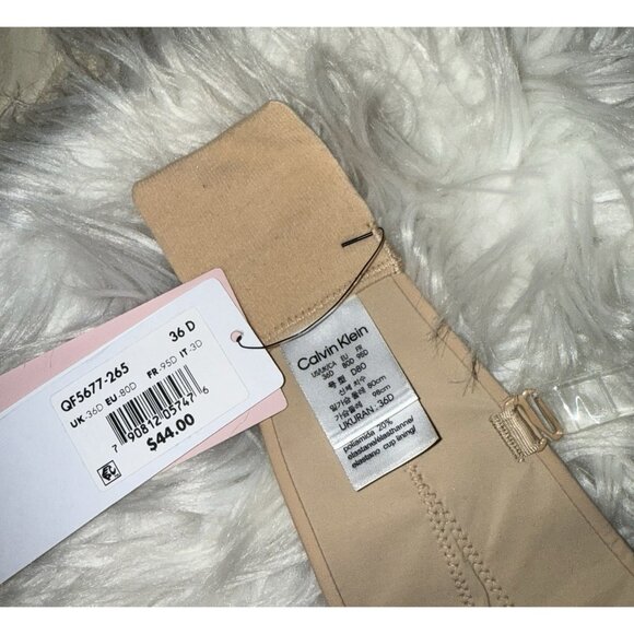 Calvin Klein Womens Perfectly Fit Strapless Push Up Bra 36D QF5677 Beige New - Picture 6 of 6